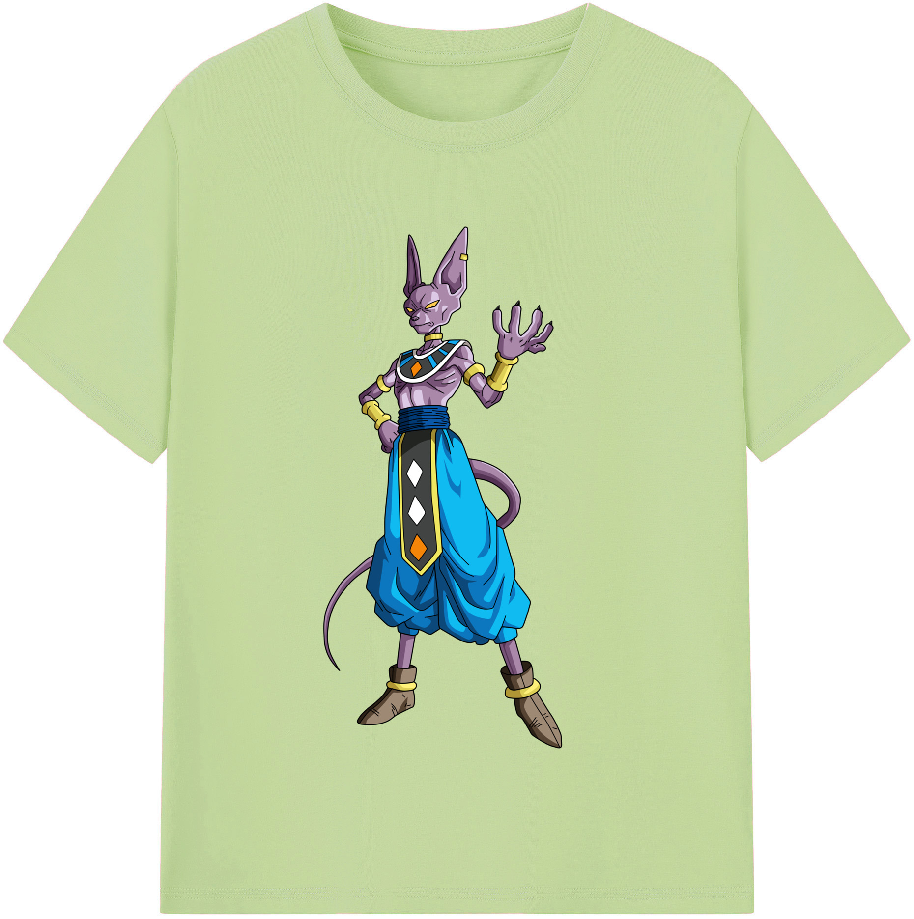 （画像用） ドラゴンボール ビルス 破壊神ビルス DRAGON BALL Beerus Birusu 綿100％半袖Tシャツ（フロントプリント）